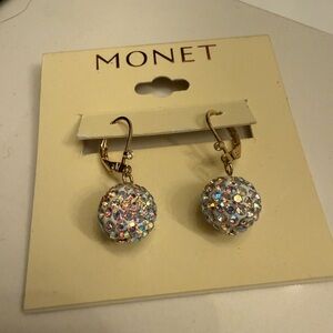 Monet Gold Earrings with Iridescent Crystals